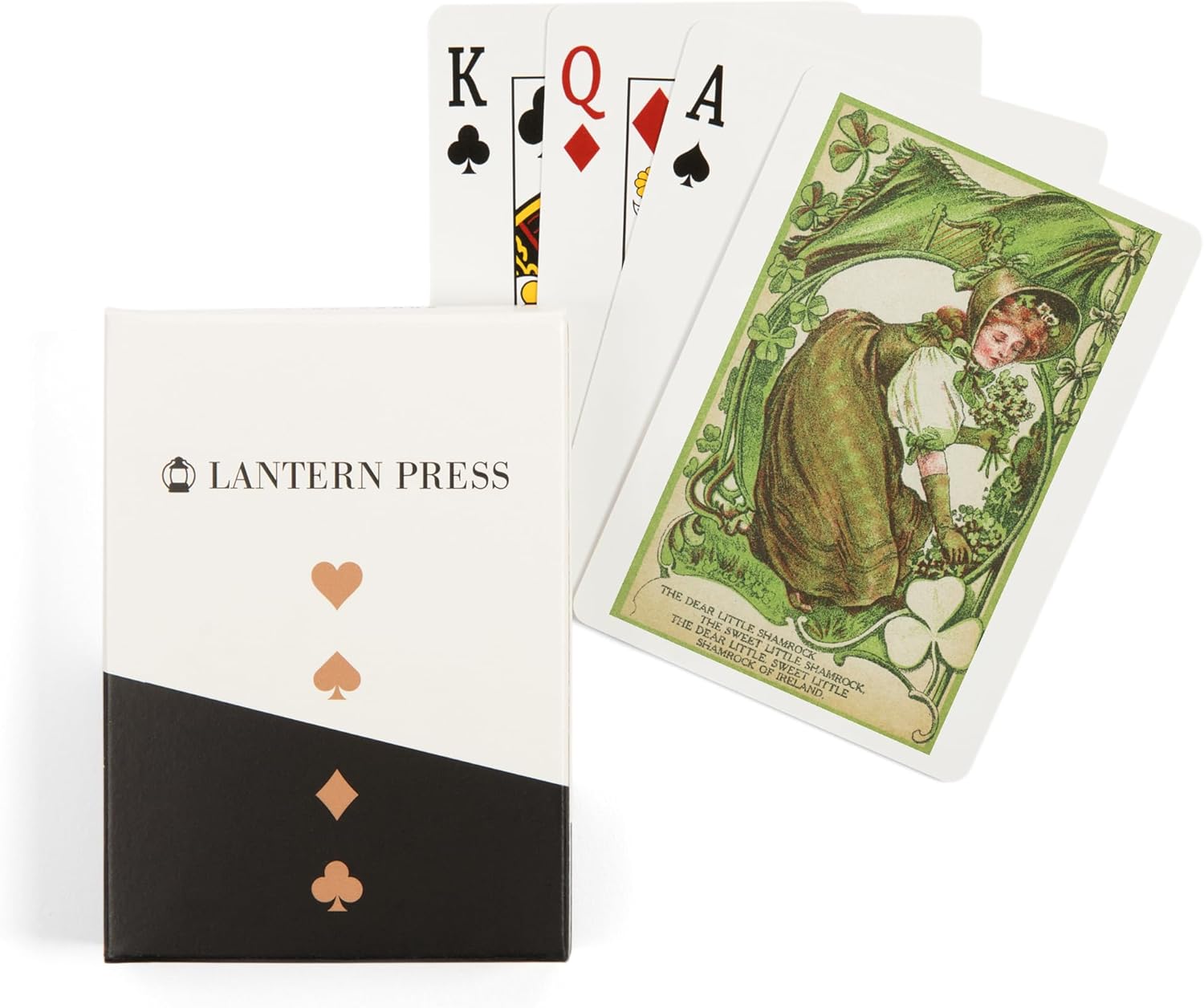 Lantern Press St. Patricks Day Poem with Woman Picking Shamrocks, 52 Playing Cards for Adults, Poker Size Card Deck