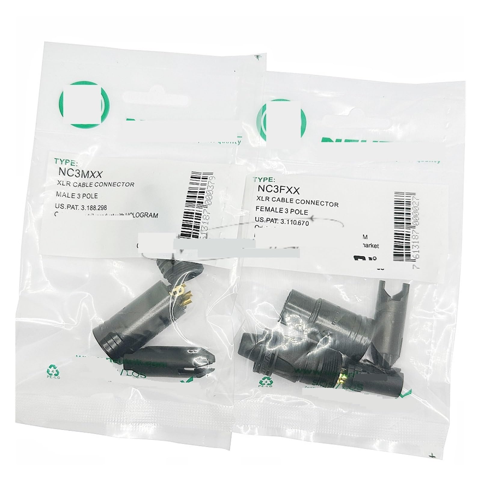 500 uds/lote for NEUTRIK micrófono XLR de tres núcleos chapado en oro enchufe macho y hembra NC3FXX -B 250 uds/NC3MXX -B 250 Uds(250pairs Black)