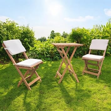 Folding Wooden Bistro Set Garden Table Set With Minder Gift 50 * 50