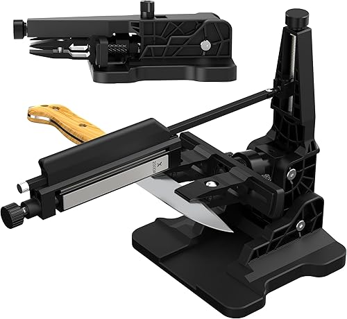 Afilador de cuchillos plegable portátil XAR-FS1, sistema de afilado de ángulo ajustable con 240#, 400#, 800#, 2000# Juego de piedra de diamante para