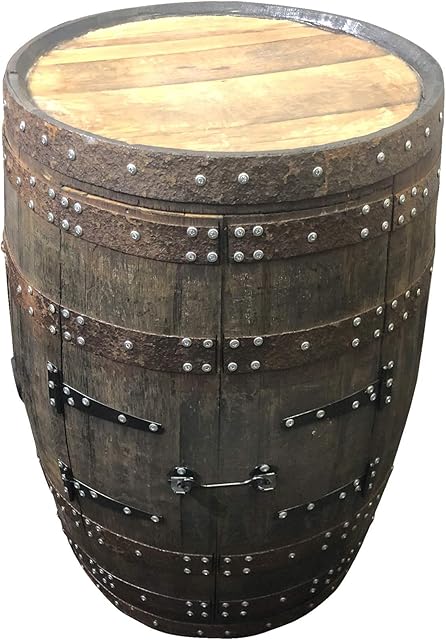 Cheeky Chicks Ltd Solid Oak Whisky Barrel Cabinet | Rustic Recycled Drinks Patio Table | Home Bar