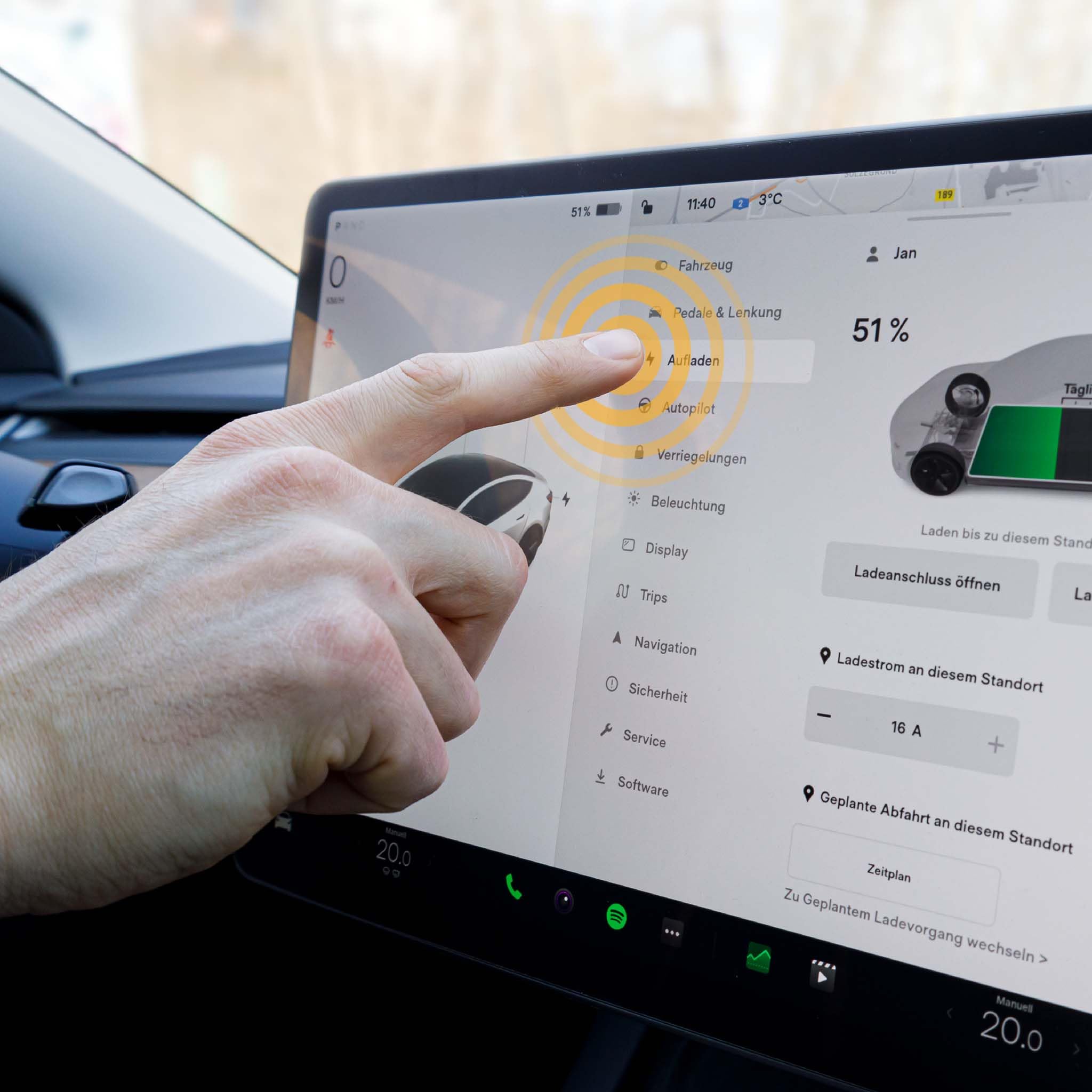 Displayschutzfolie matt aus gehärtetem Glas für Tesla Model 3 Model Y 2024 + 2025 - Screen Protector - Anti Fingerabdruck