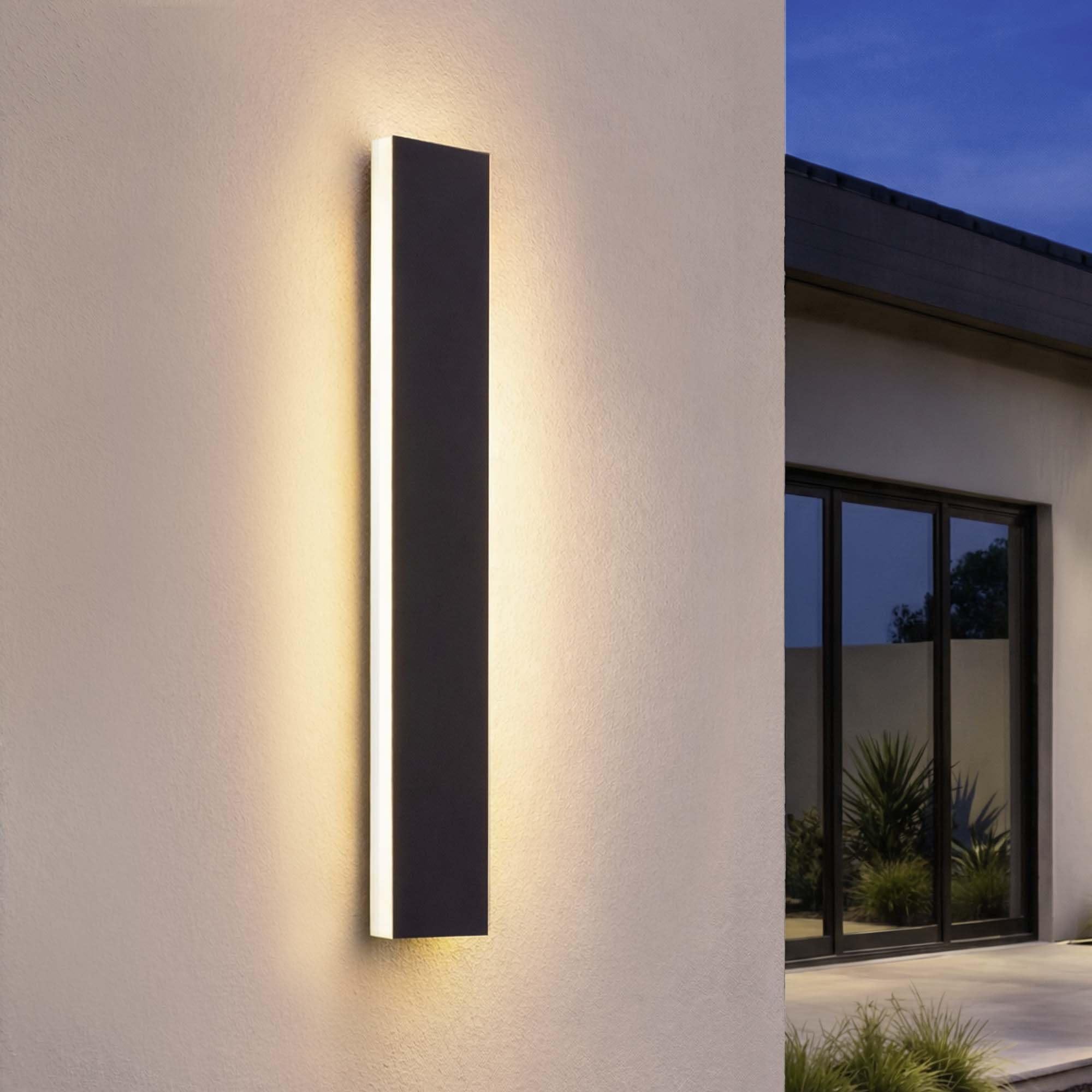 Ledvion - Długa lampa ścienna LED Villa długa, 60 cm, wodoszczelna IP65, 14 W, czarna, ciepła biel, 2700 K, żelazna obudowa, LED do ogrodu, na taras, do sypialni, salonu