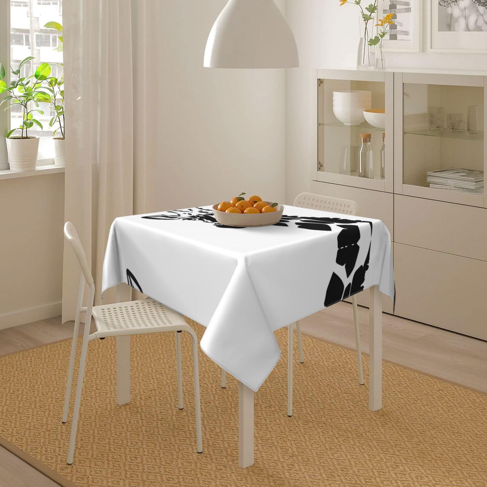 Tovaglia quadrata 140x140 cm - Plastica vinilica PVC impermeabile e antimacchia - Motivo floreale nero | Leroy Merlin