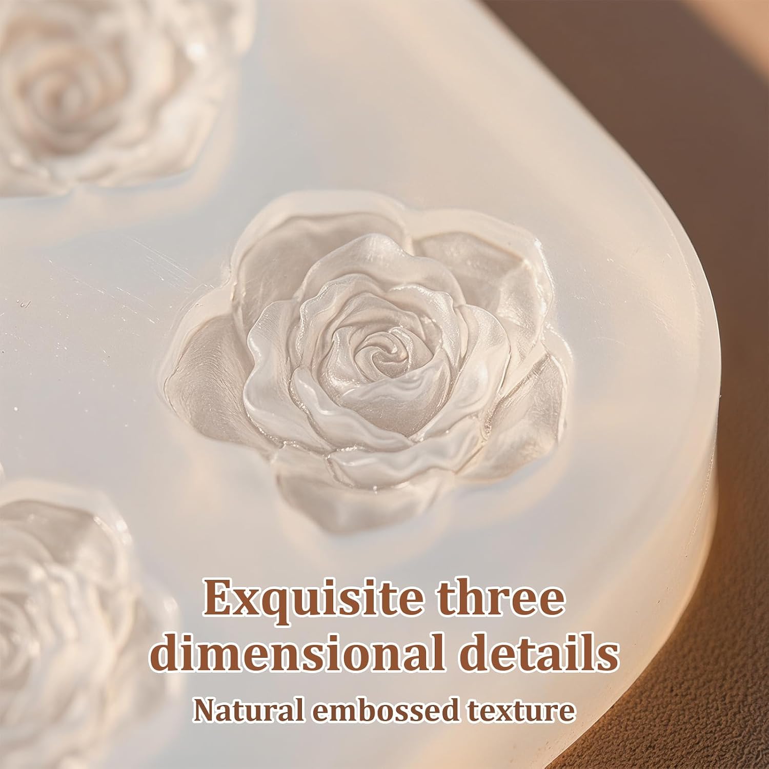 Silicone Nail Art Molds, 3pcs 3D Flower Nail Charms Molds for Gel Polish, Reusable Rose,Orchid Flower Nail Silicone Mold for DIY Manicure Design & Nail Charms Decoration (3pcs Rose)