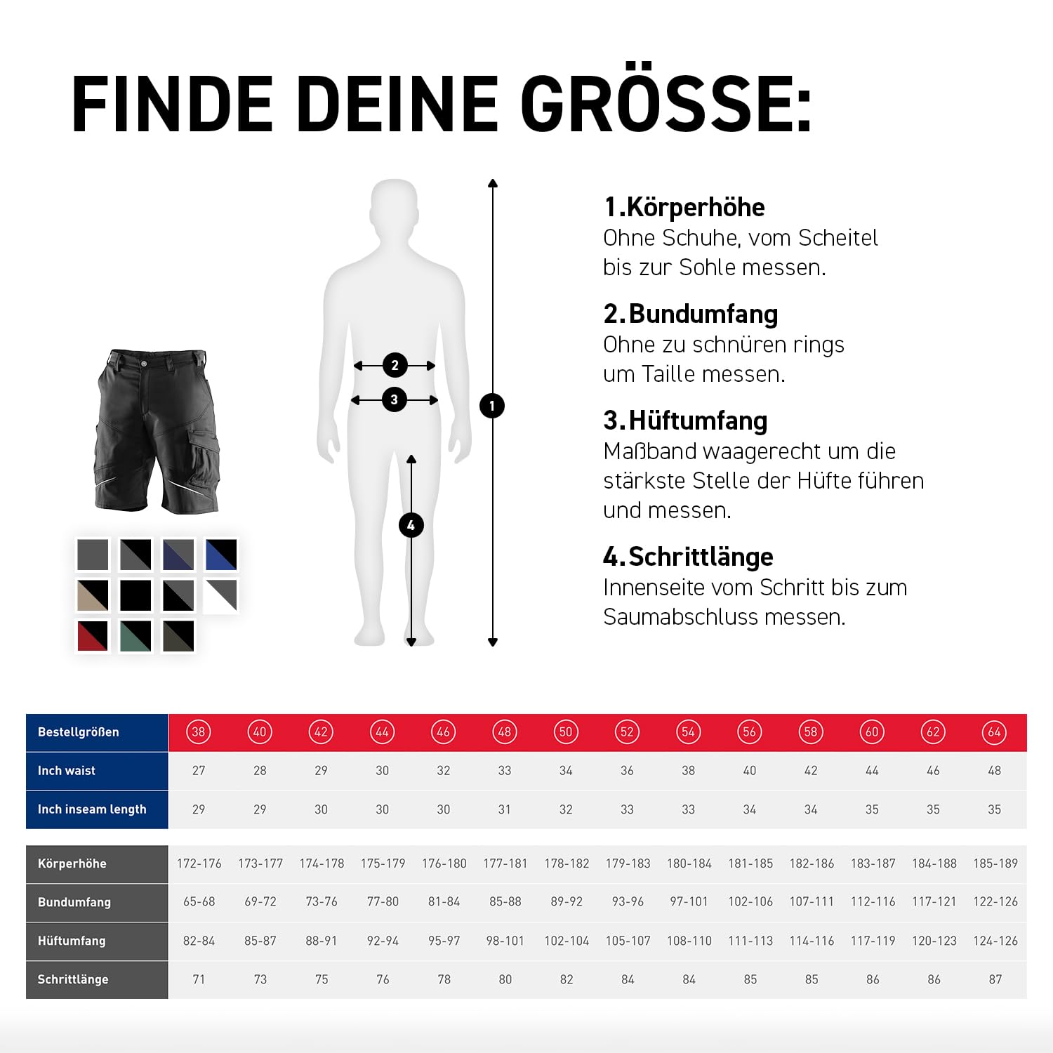 KÜBLER Workwear Spodenki Activiq, rozmiar 60, czarne Uniseks Szorty