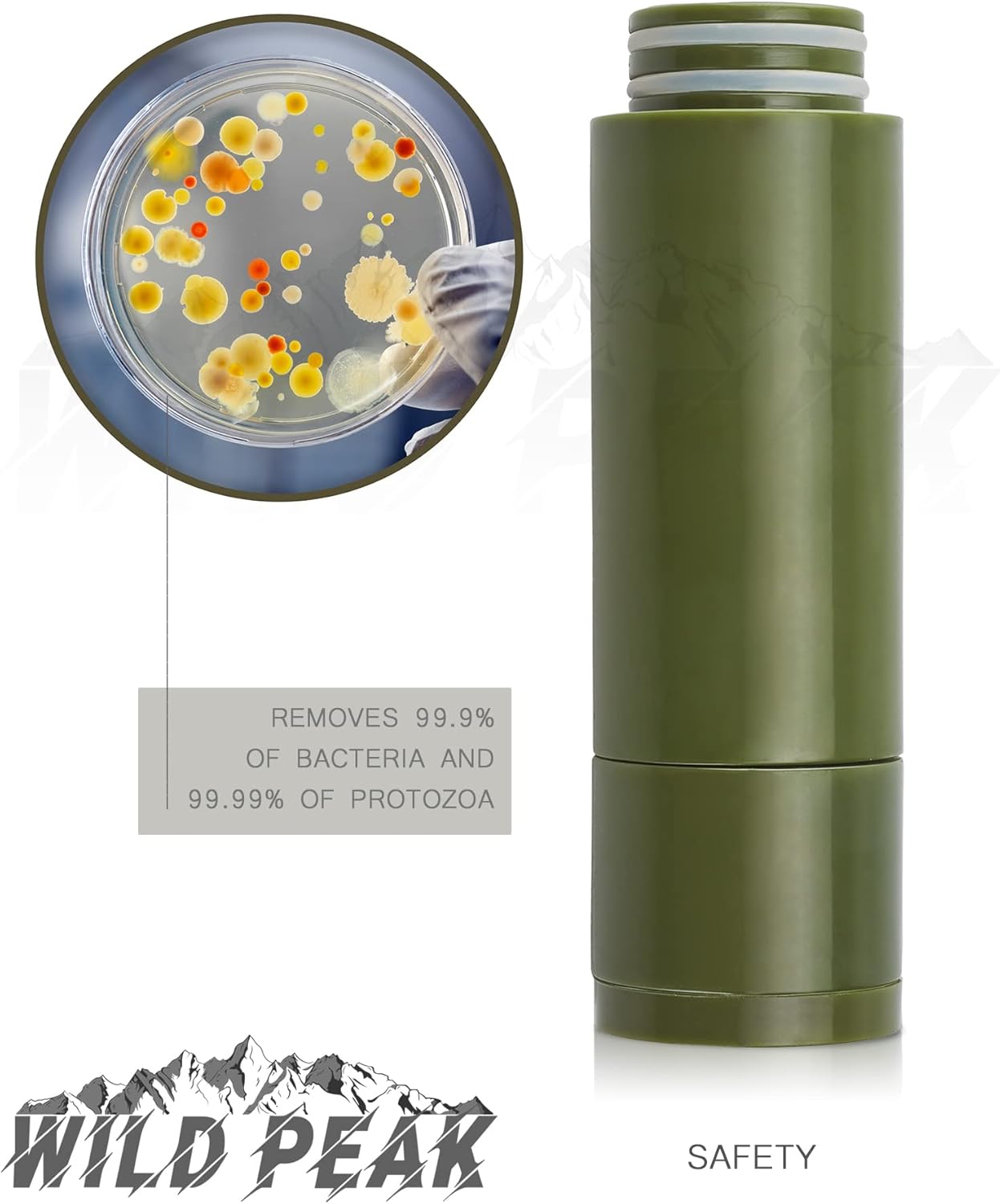 Wild Peak Stay Alive-3 Outdoor Tactical 4-Stage Water Filter Emergency Pump with Activated Carbon for Survival, Camping, Hiking, Climbing, Backpacking (5000 Liters) : Sports & Outdoors