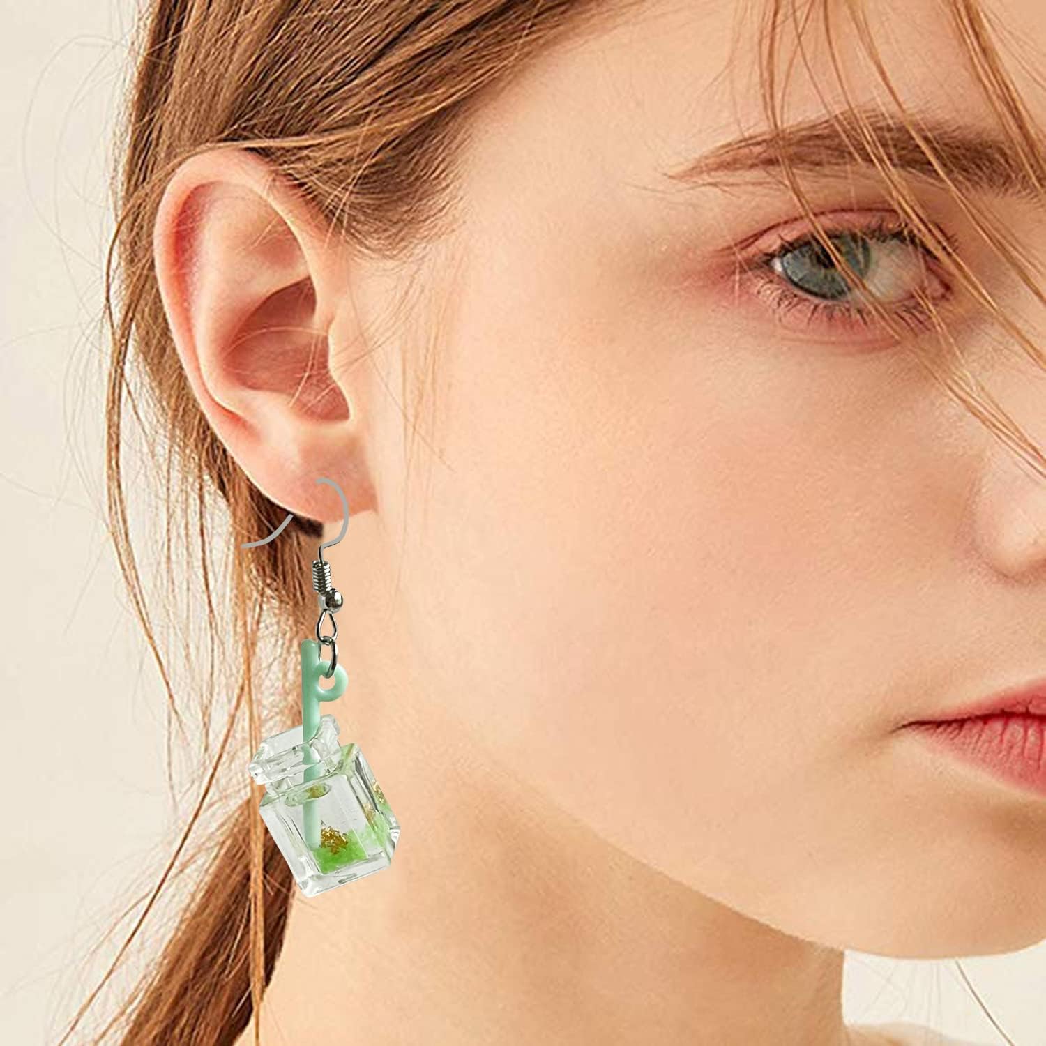 4 Pairs Acrylic Glow Bottle Funny Statement Dangle Drop Earrings Set Resin Water Bottle Pendant Earrings - Image 4