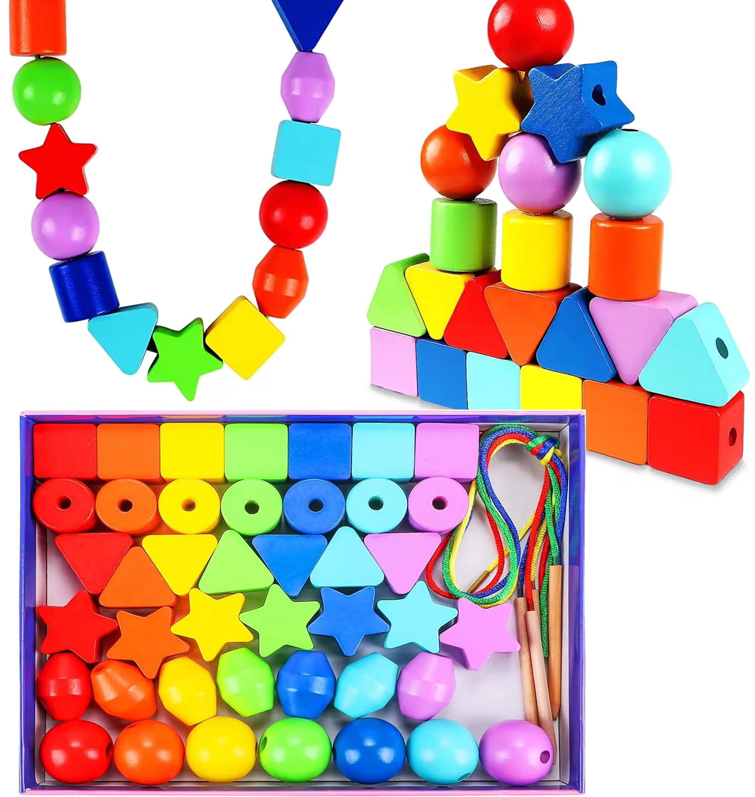 Surplex Montessori Giocattoli, Gioco in Legno Perline magnetiche da Pesca Clip Puzzle Gioco da Tavolo Regalo di Corrispondenza Memoria per Genitori e Bambini Educativo Regalo per 3+ Anni