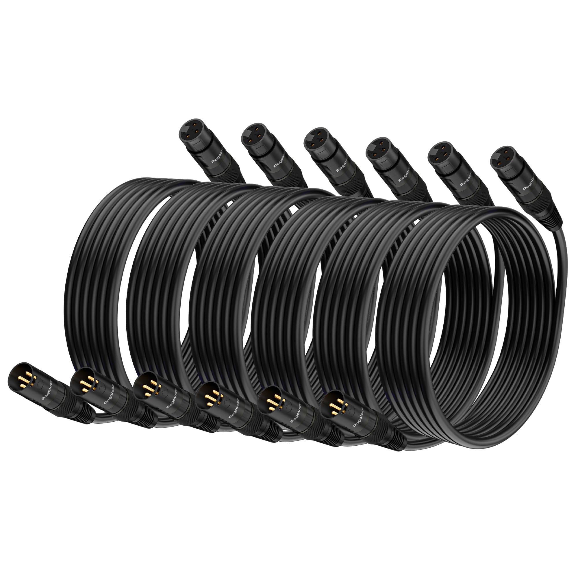 Paquete de 6 cables XLR de 5 pies, 3 pines macho a hembra, pines chapados en oro, para grabación de estudio, escenario en vivo, cine en casa, podcast