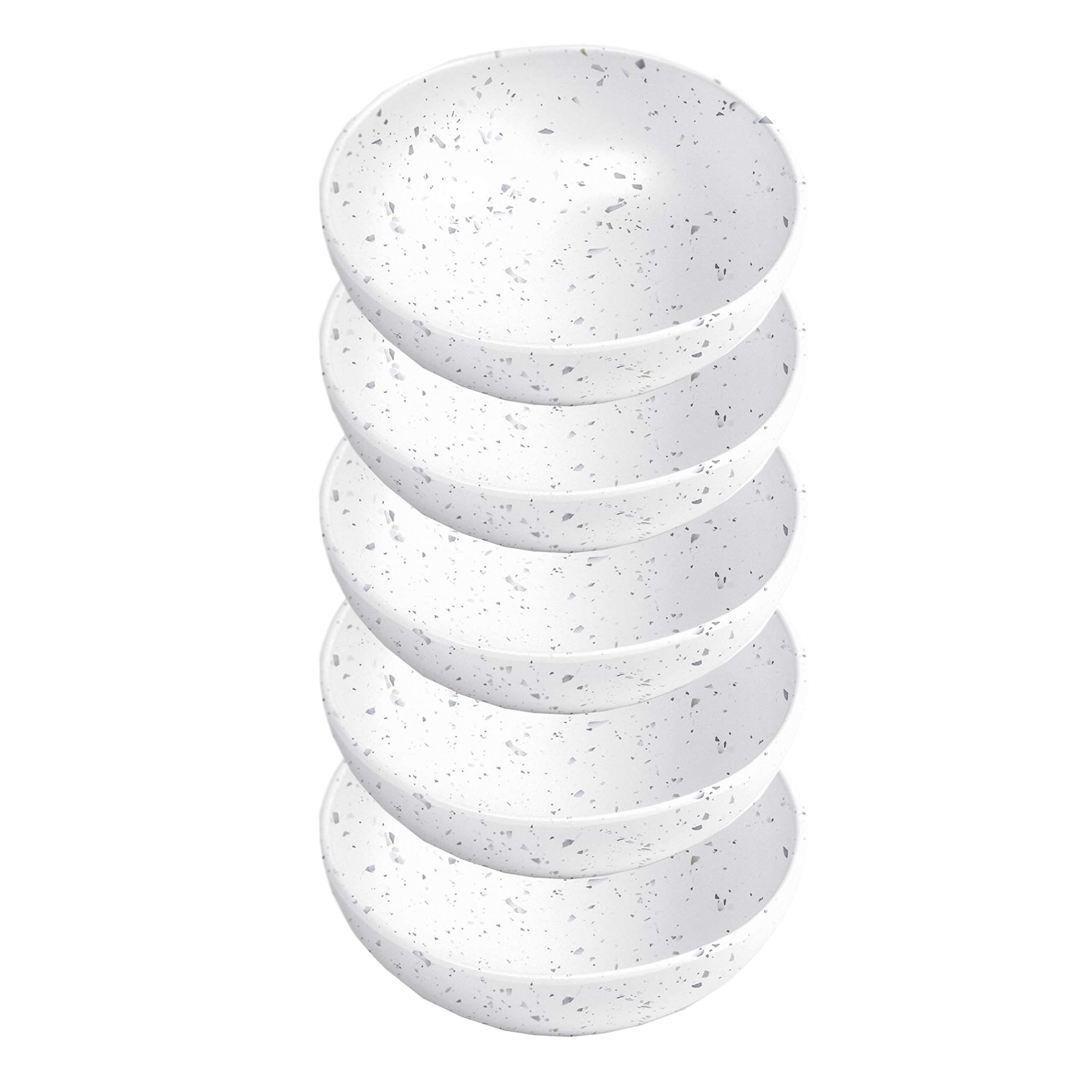 Auntie Morags White Terrazzo 17cm Melamine/Plastic Outdoor/BBQ/Picnic Pasta/Cereal Bowls - Set (5)