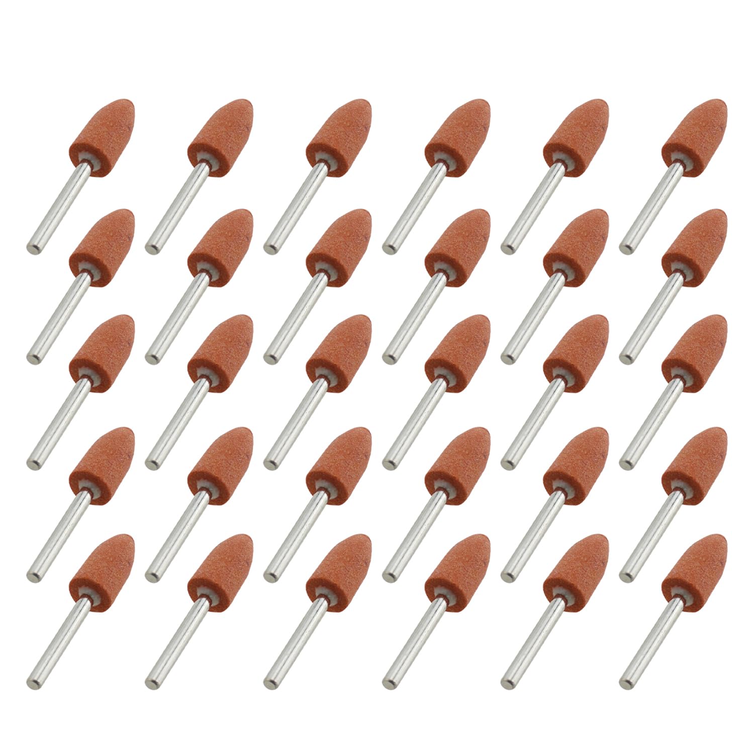 SQXBK 30PCS 3mm Bullet Shaped Rotary Grinding Head Grinding Tool Red Corundum Abrasive Stone Suitable for Polishing and Grinding Stone Glass Metal