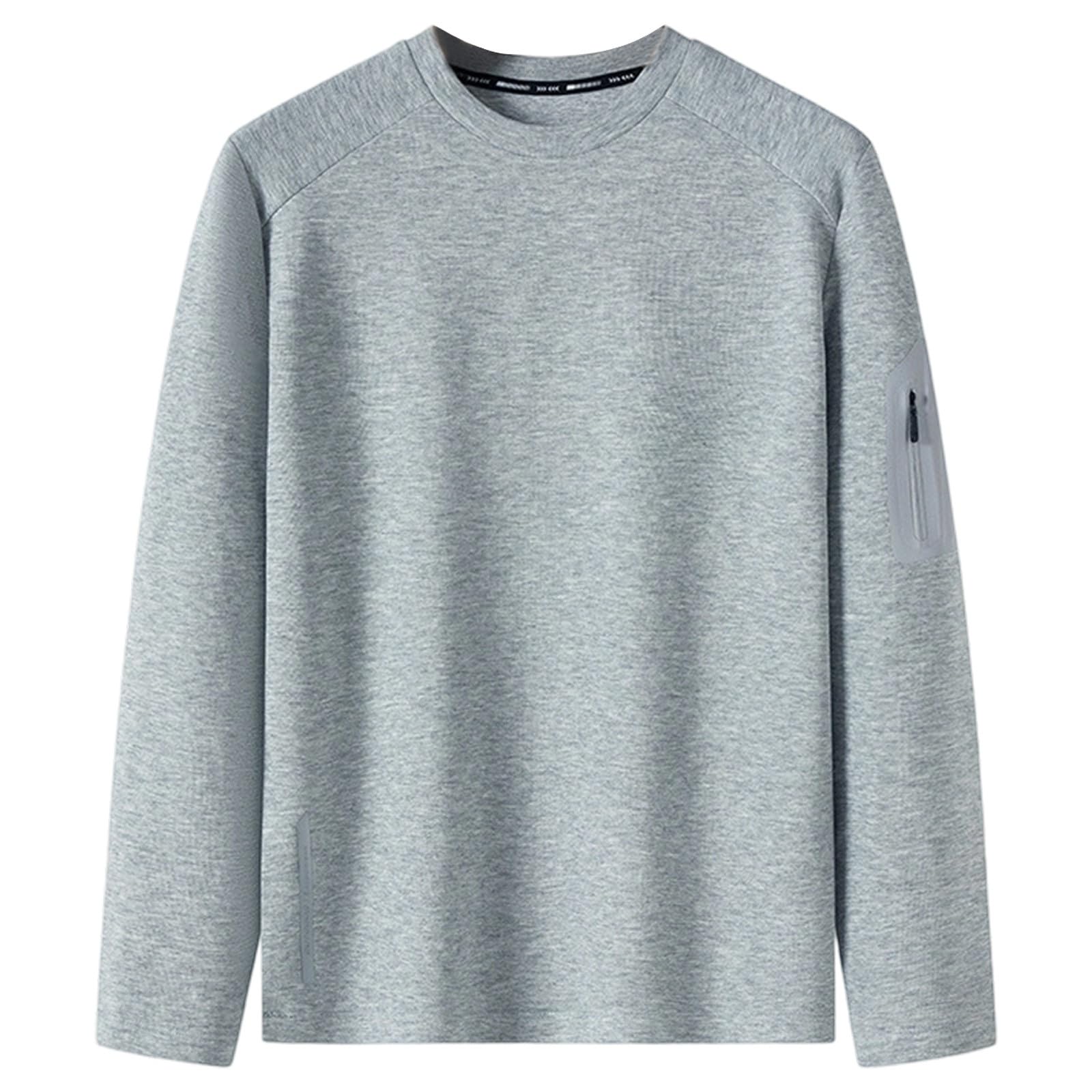 Generisch Sudadera para hombre con cuello redondo, cálido, para exterior, capa base térmica, camisa de manga larga, suave peinada, camiseta deportiva para otoño e invierno