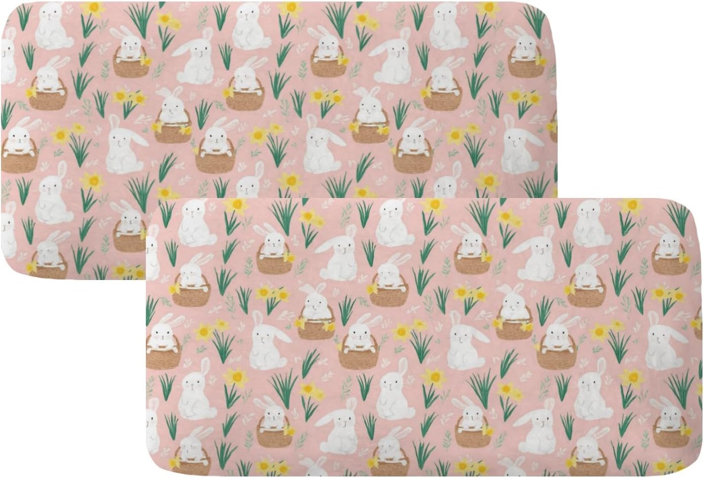 Bunny Basket Daffodil Pink Loveseat Covers Couch Covers for 2 Cushion Couch, 2-Piece Stretch Sofa Slipcovers Anti-Slip Washable Furniture Protectors for Dogs Pets