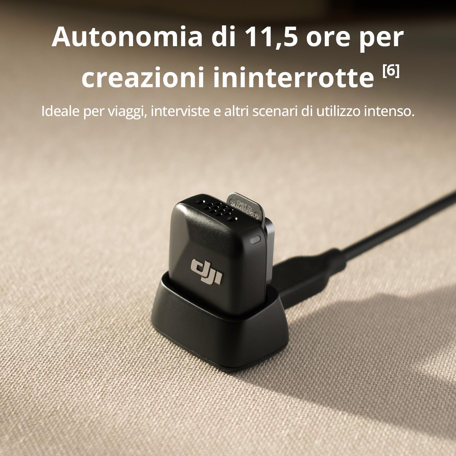 DJI Mic Mini wireless lavalier microphone per iPhone 17/16/15 Android PC tablet, 300 m range, cancellazione rumore, vlog
