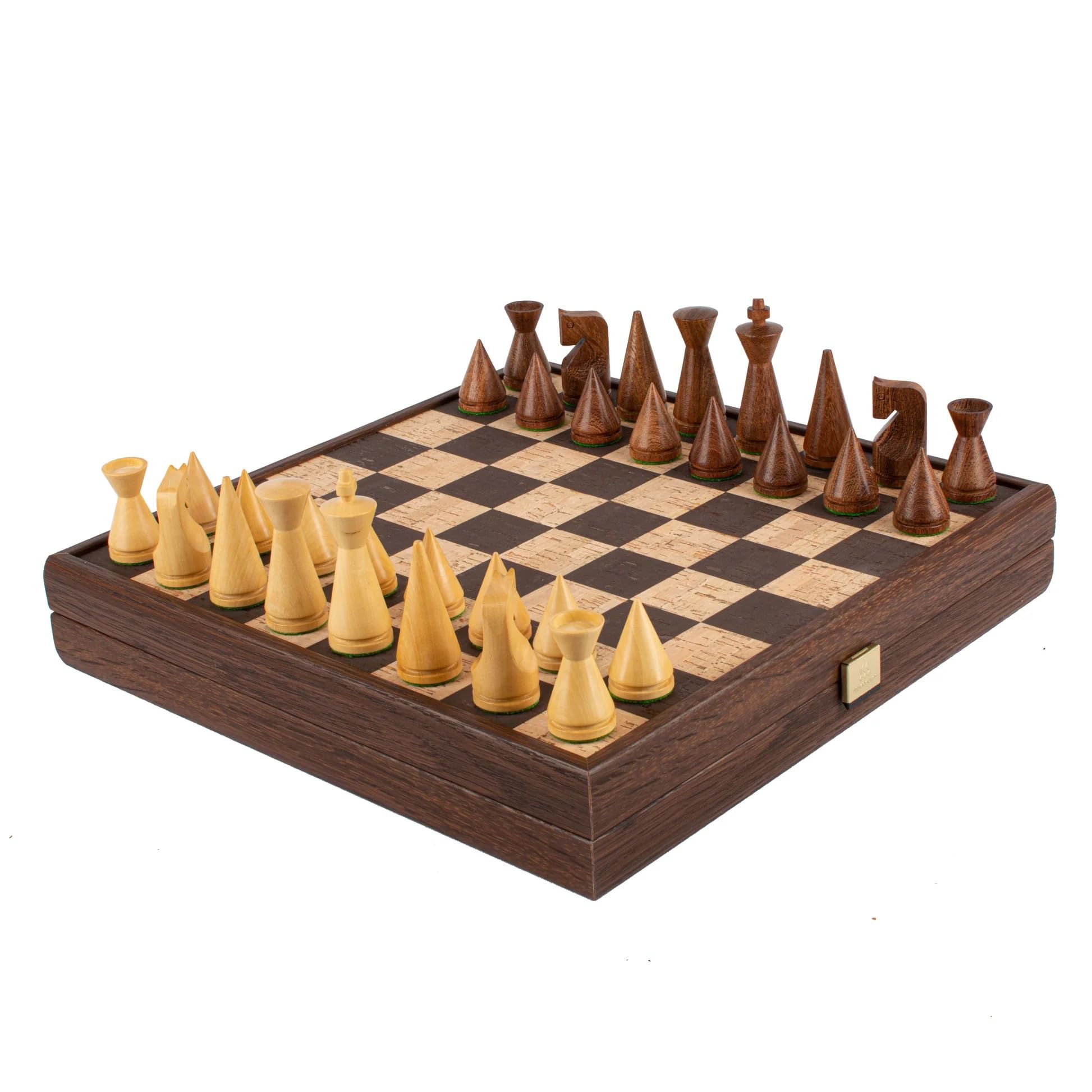 Juego de ajedrez de corcho natural Manopoulos de lujo, con piezas de ajedrez de madera modernas, juego premium hecho a mano en Grecia por expertos (40 cm), adultos mayores de 14 años