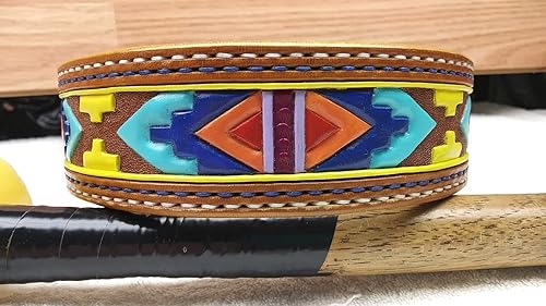 Miniatura 6 de Dog Large Collar with Aztec Motif, Dog Lover Handstitched Collar, Padded Leather Dog Collar, Dog Collar Handmade Leather