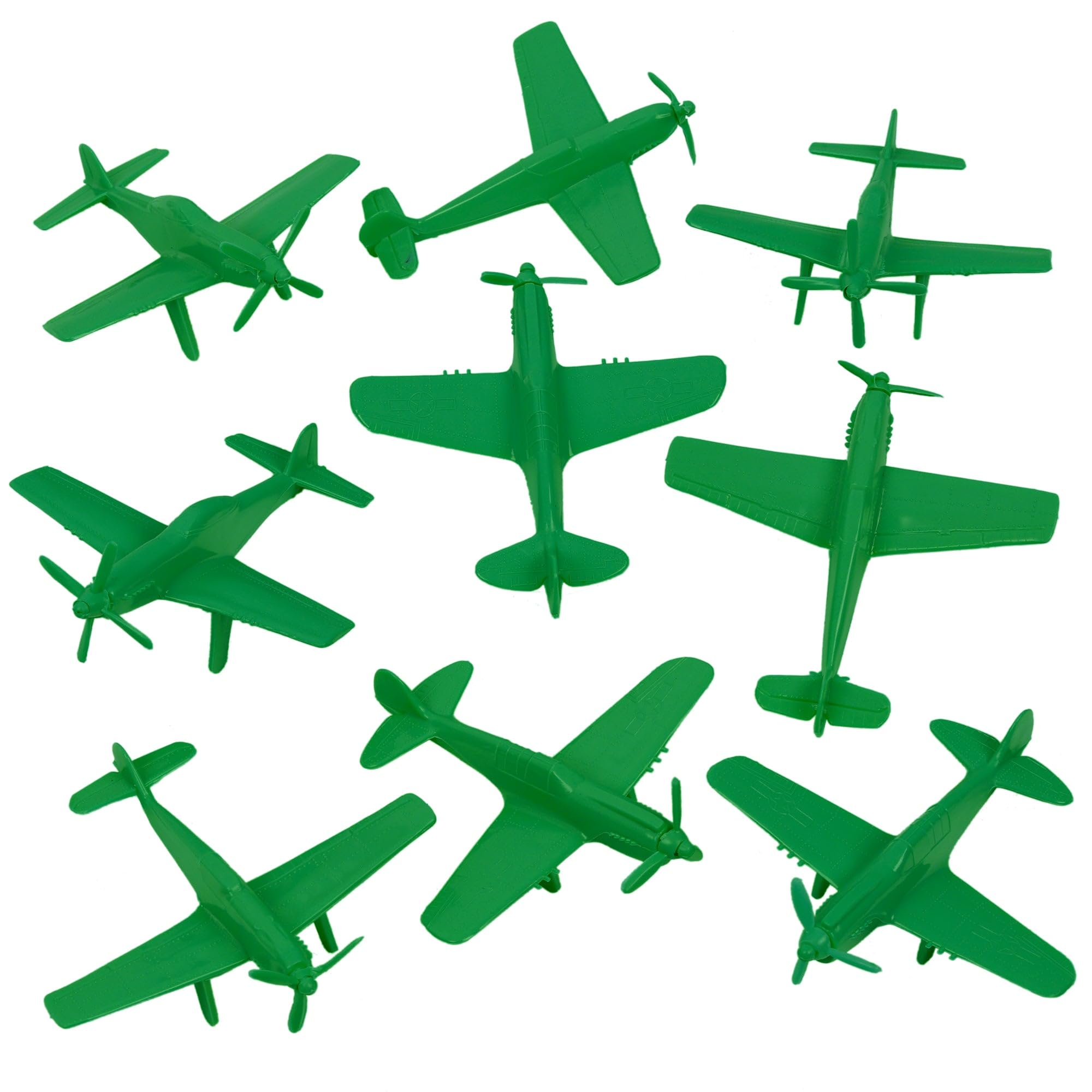 TimMee WW2 Fighter Ace Planes - Green 9pc Plastic Army Men Airplanes USA Made