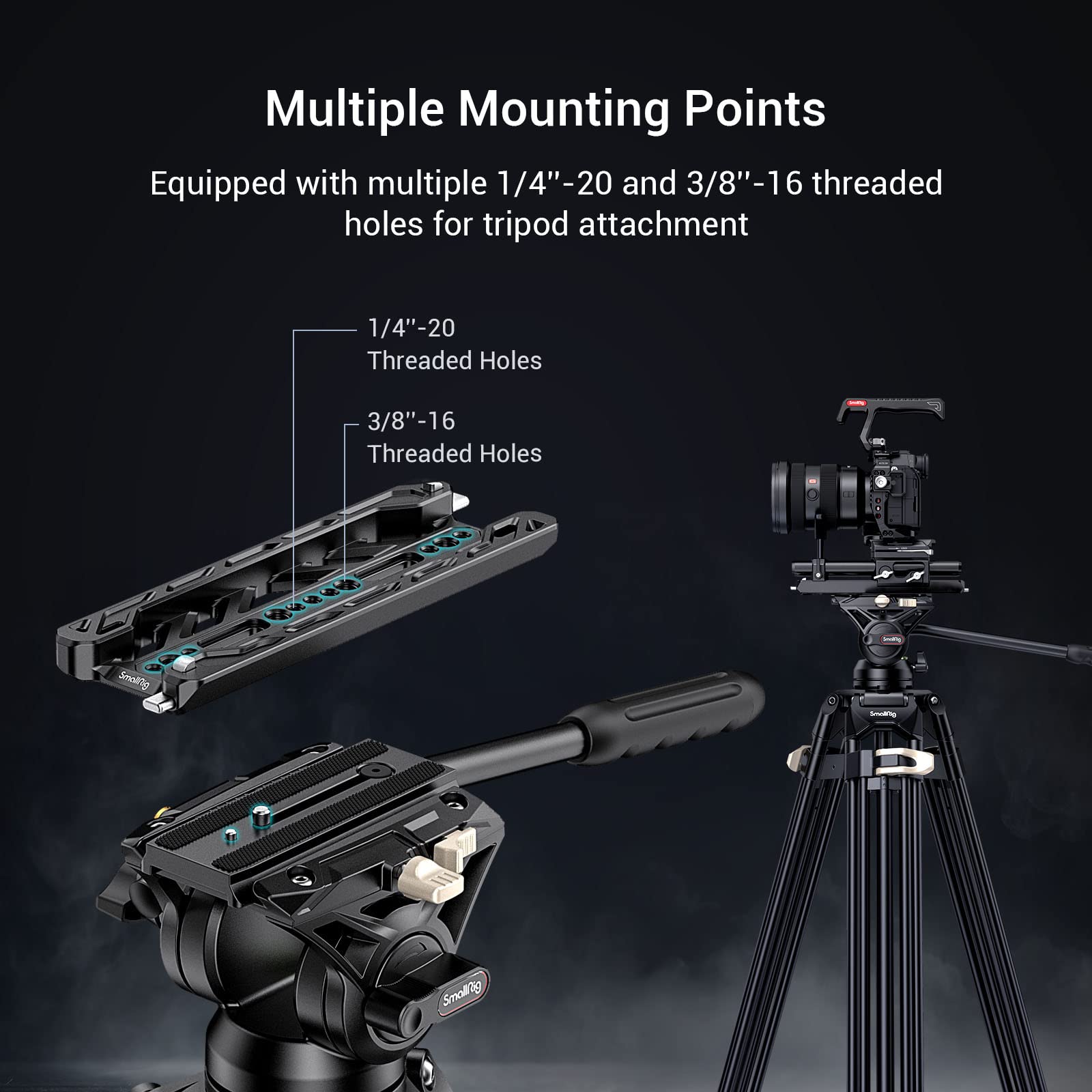 SMALLRIG Plaque en Queue d'aronde Légère 8" pour Arri avec Charge Maximale 20 kg, Plaque en Queue d'aronde avec Conception de Sécurité pour Kit de Fixation, Plaque de Base, Plaque à Fromage - 3770