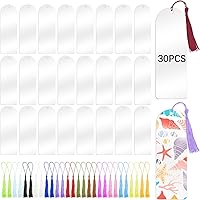 30 Pack Clear Acrylic Bookmark Blanks 6x2" Semicircle Transparent with Tassels - DIY Book Markers for Crafts, Gifts & Tags