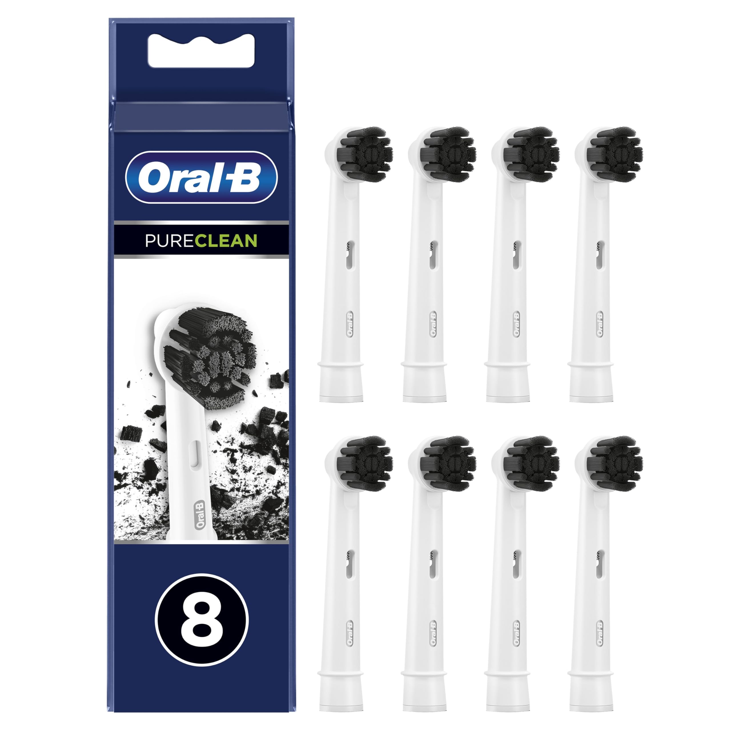Oral-B Testine di Ricambio Pure Clean, Bianche, 8 Ricambi | 8 Testine di Ricambio per Spazzolino Elettrico, Rotonde Originali