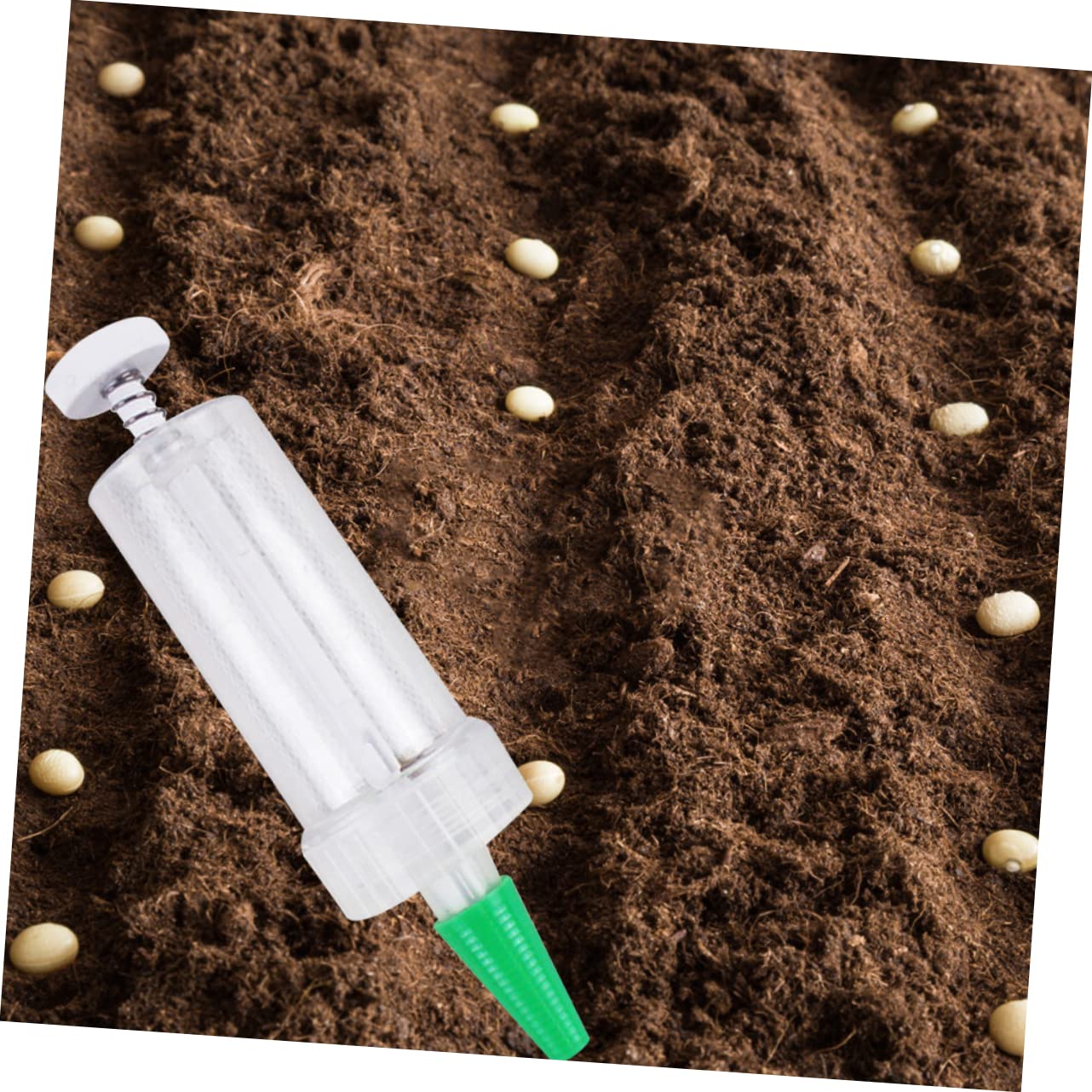 POPETPOP 5 Pièces Semeur Jardinage Semoir Petit Épandeur Semoir à Gazon Manuel Râteau Jardinière à Pousser à La Main Semer des Outils De Repiquage Clair Pôle Semoir Manuel Machine Plastique
