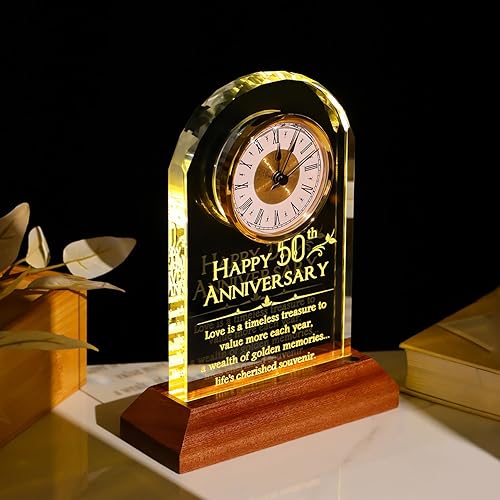 Miniatura 6 de YWHL Regalos de reloj de aniversario de boda de 50 años para padres y abuelos, regalos de aniversario de 50 años para parejas, relojes de mesa de