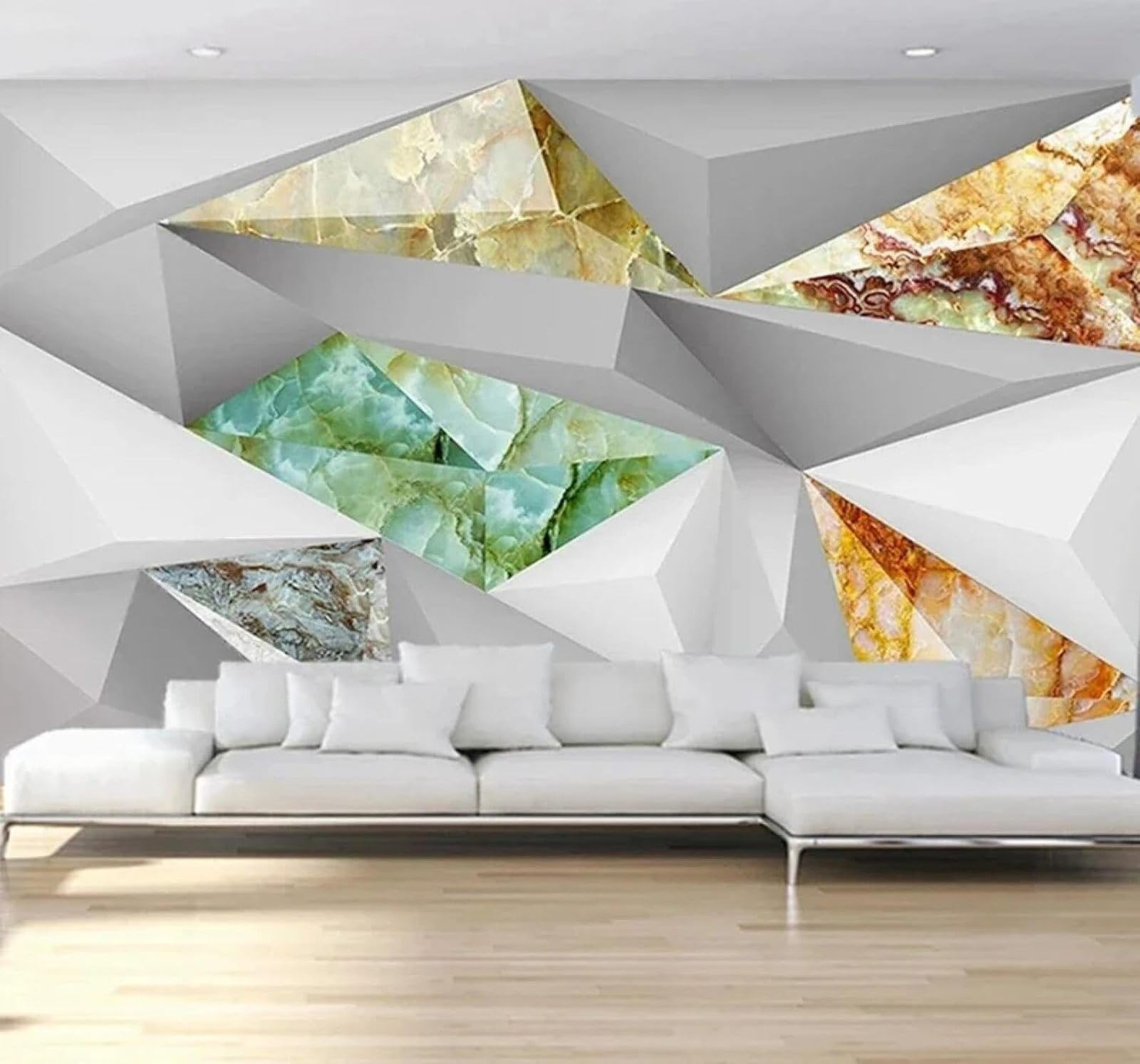 XLMING Abstract Three Dimensional Colourful Geometric Triangles 3D Wallpaper Luxury Home Dining Decor Paste Sofa Living Room The Wall for Bedroom Mural-250cm×170cm