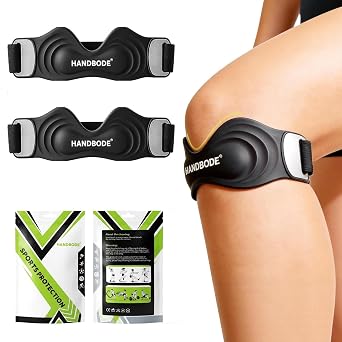 HANDBODE Patellar Tendon Support Strap, Silicone Knee Brace for men women, Adjustable Patella Band Support Pain Relief, Fit Hiking, Running, Basketball, Jumpers Knee, Osgood Schlatter, 2 Pack