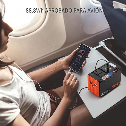 Miniatura 7 de Takki - Estación de energía portátil de 88 Wh, generador solar, batería externa con puertos USB de 110 V de CA y CC, linterna LED para campamento,