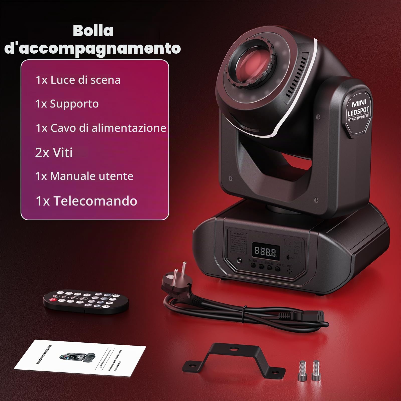 50W LED Teste Mobile Luci da Palcoscenico, RGBW 7 Gobos 8 Colori Luci Discoteca DMX512 Luci da Palco con Telecomando per Spettacoli Discoteche Bar Feste