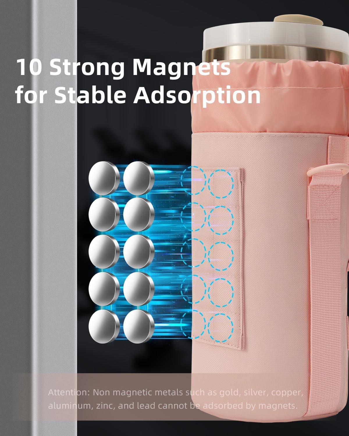 Nefeeko Magnetic Gym Bag, Water Bottle Holder with Phone Pouch, Adjustable Sling Strap, Detachable 2-in-1 Design, Gym Accessories for Men and Women, Water Bottle Bag for Fitness, Sports, Travel - Image 2