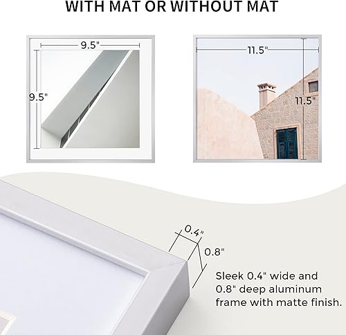 Miniatura 125 de Fun Memories Portarretratos de metal de 16 x 20 pulgadas con paspartú de 11 x 14 pulgadas, acabado de aluminio cepillado, parte delantera de vidrio