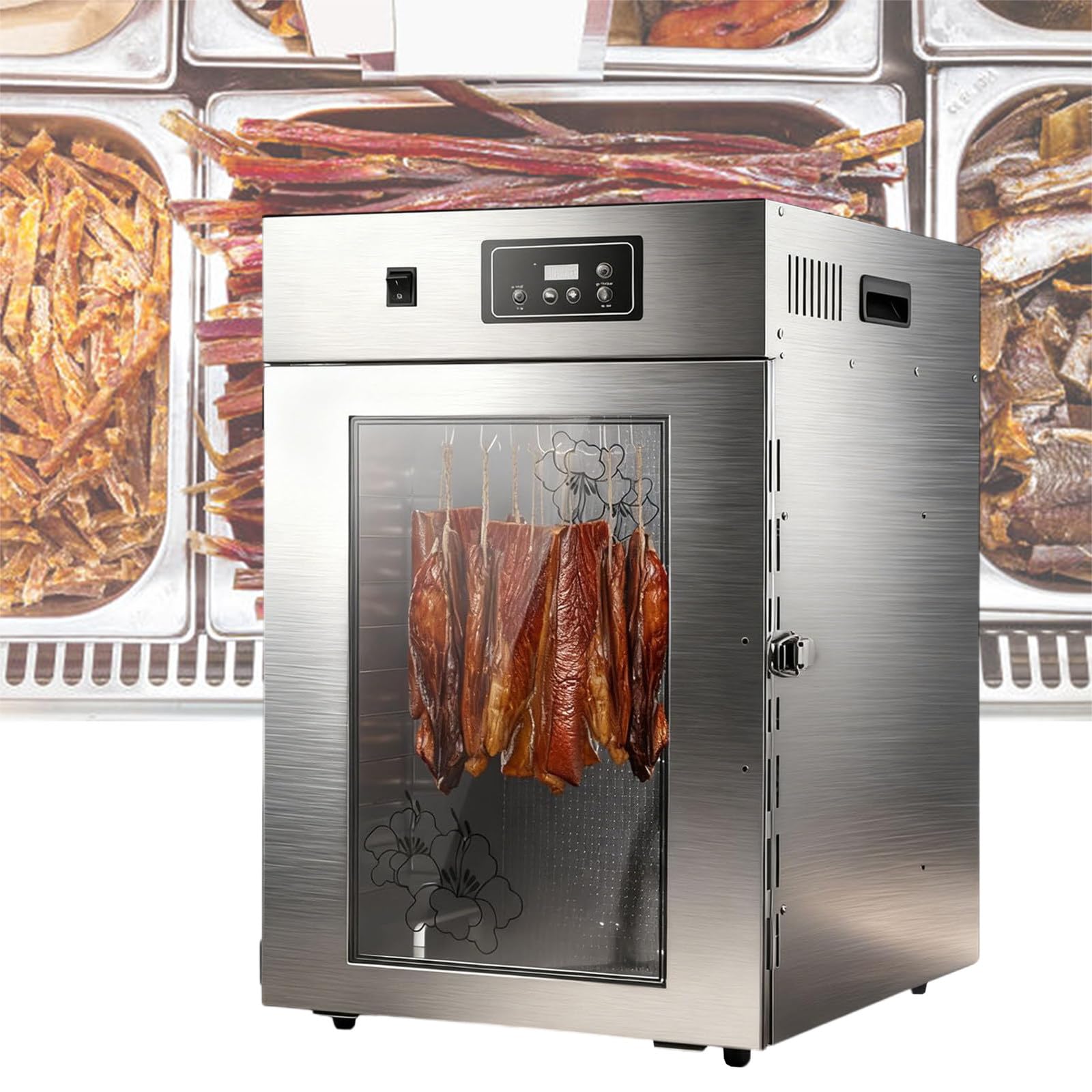 SENJINGHUA Jerky Dryer & Food Dehydrator Machine, Digital Adjustable Timer & Temperature Control (30-90°C), Stainless Steel, for Meat, Fruit, Herb 1000W