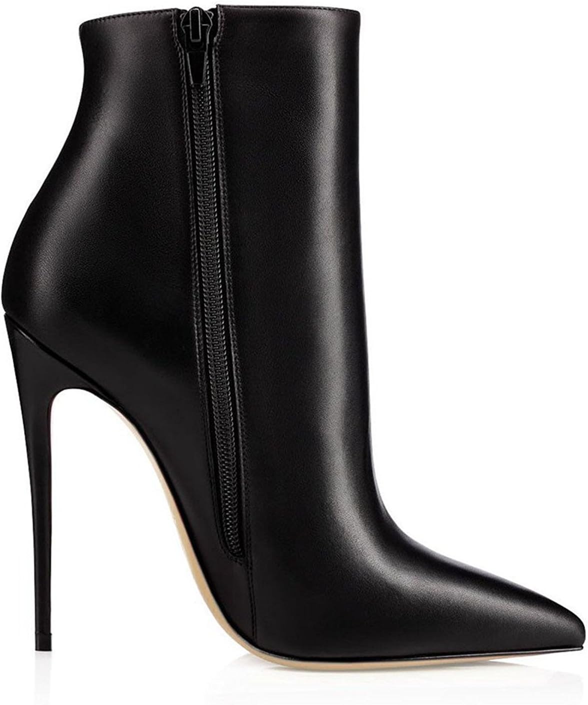 SAMMITOP Women's Pointed Toe Side Zip Ankle Boots Stiletto High Heel Winter Short Boots