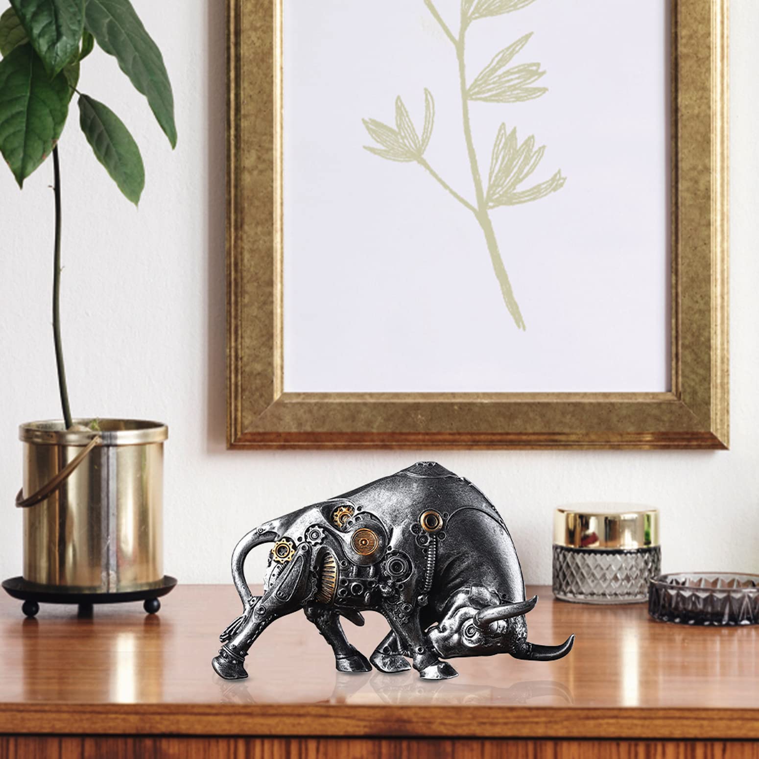 LGYKUMEG Stier Statue deko Figuren, Bulle und bär Figuren deko,Abstrakte Tier Skulptur, repräsentiert viel Glück der Karriere und Reichtum,für Home Office Schreibtisch Geschenk Dekor (22 * 10 * 23cm)