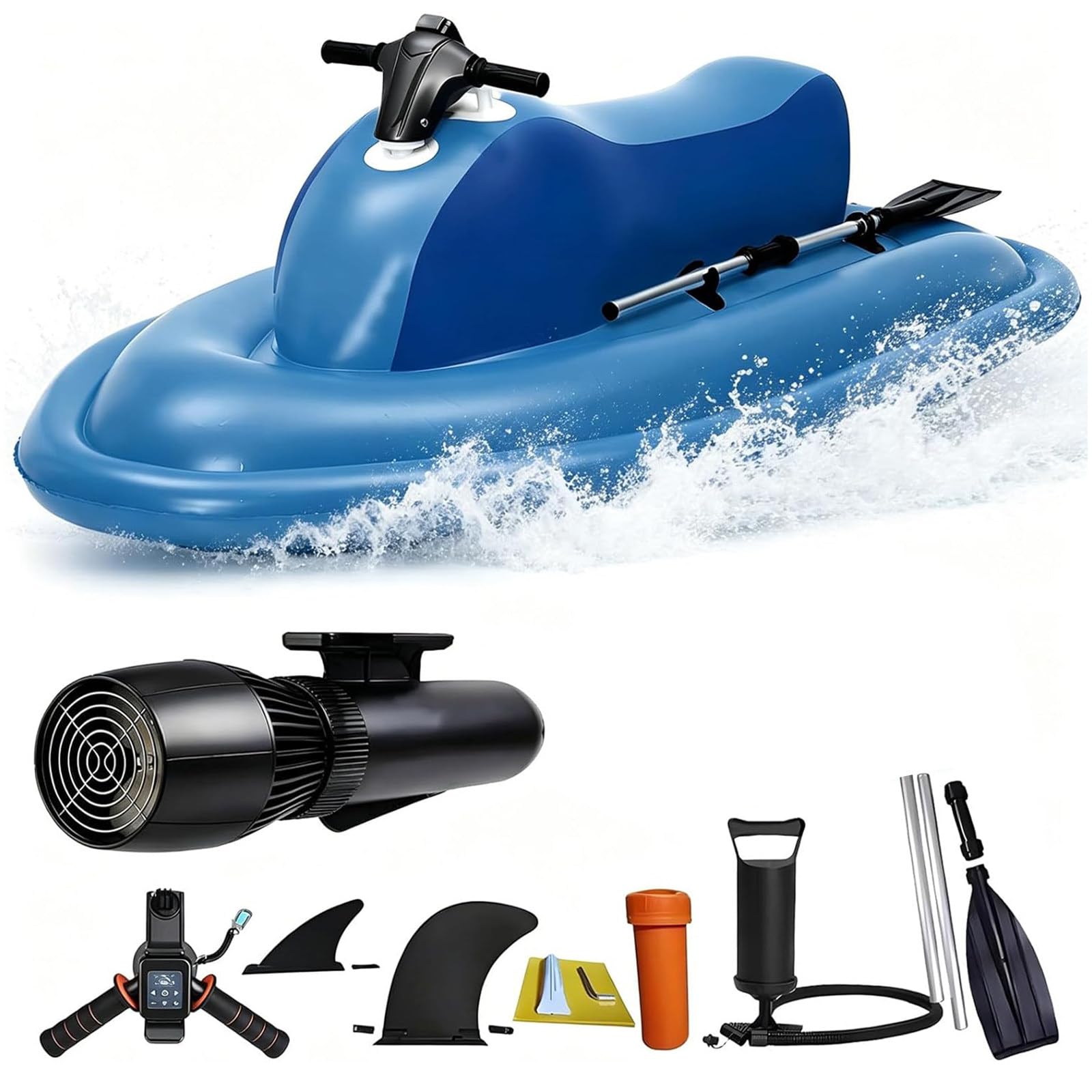 Eastnmythet Foldable Electric Inflatable Jet Ski with Diving Underwater Scooter, Brushless Motor 9km/h, Electric Boat for Water Sports 700W 16000mAh