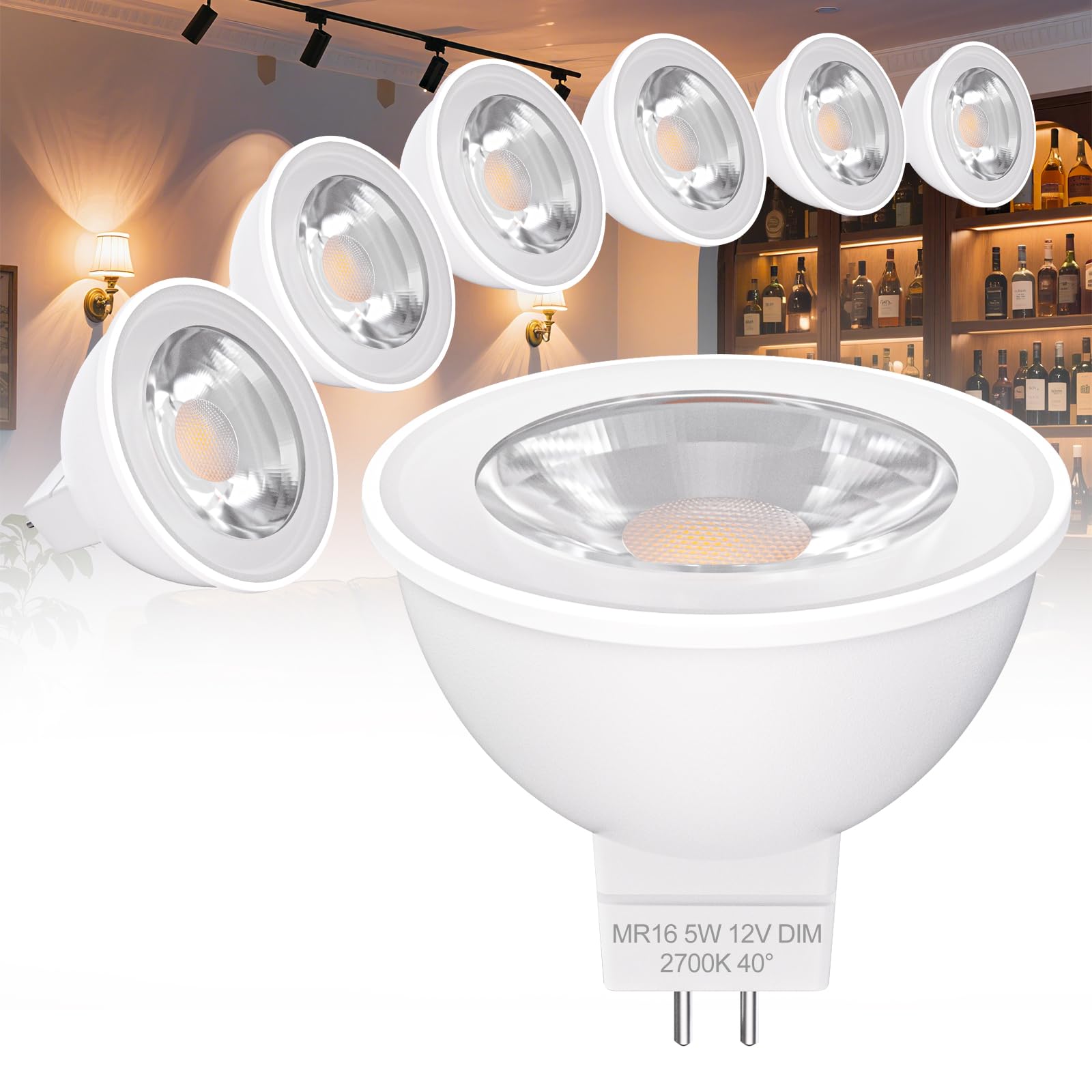 Noobibaba MR16 LED Bulb Dimmable 5W 450lm, 50W Halogen Equivalent, 2700K Warm White, 12V Low Voltage for Indoor Use, Ideal for LED MR16 Landscape Light Bulbs, 6-Pack