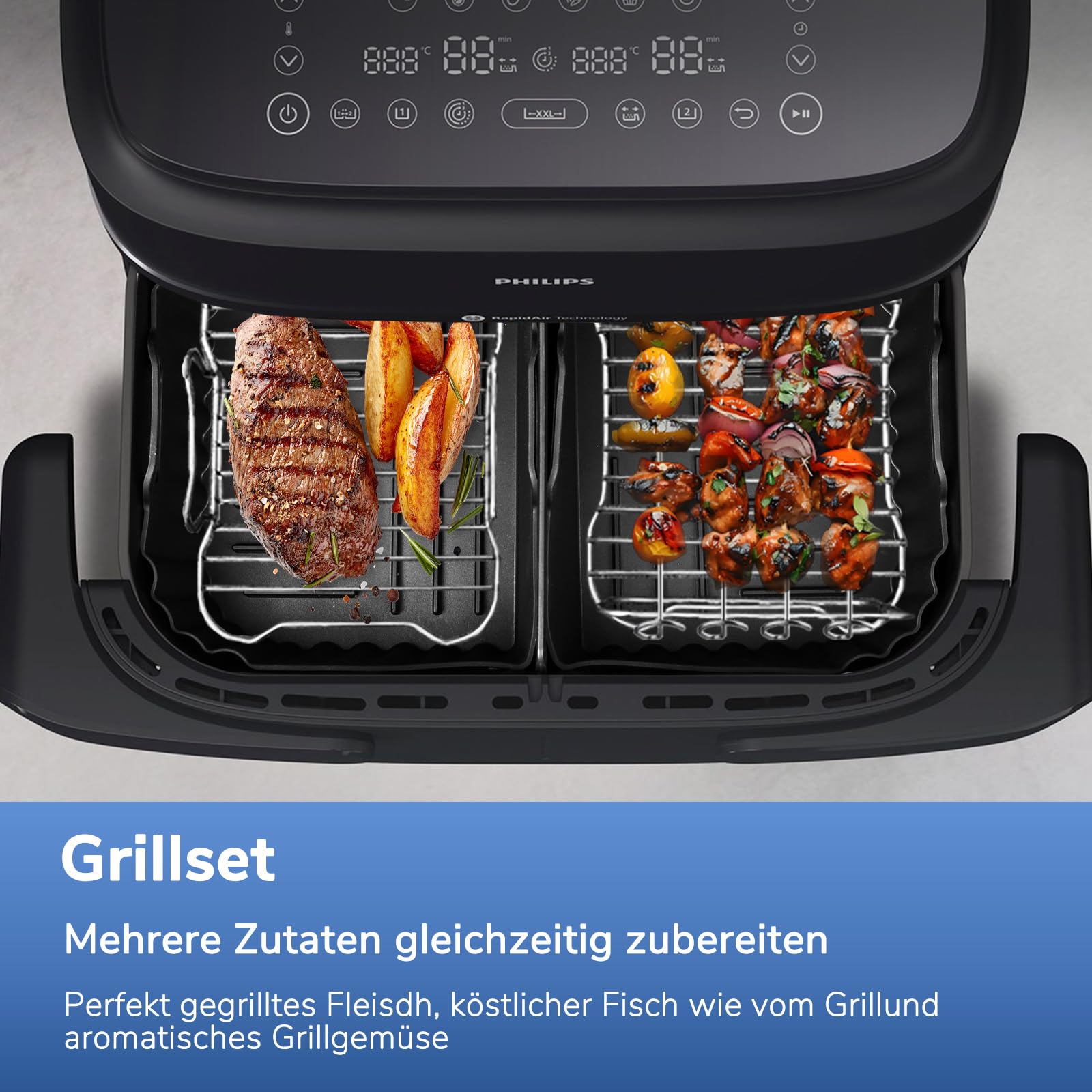 Heißluftfritteuse Zubehör für Philips Flexbasket Airfryer 1000 Series 7,1L | 3Pcs Maßgeschneiderte Airfryer Silikonform Zubehör, Wiederverwendbare Auflaufform Einsatz, Für Philips Airfryer NA154/00 7,1L