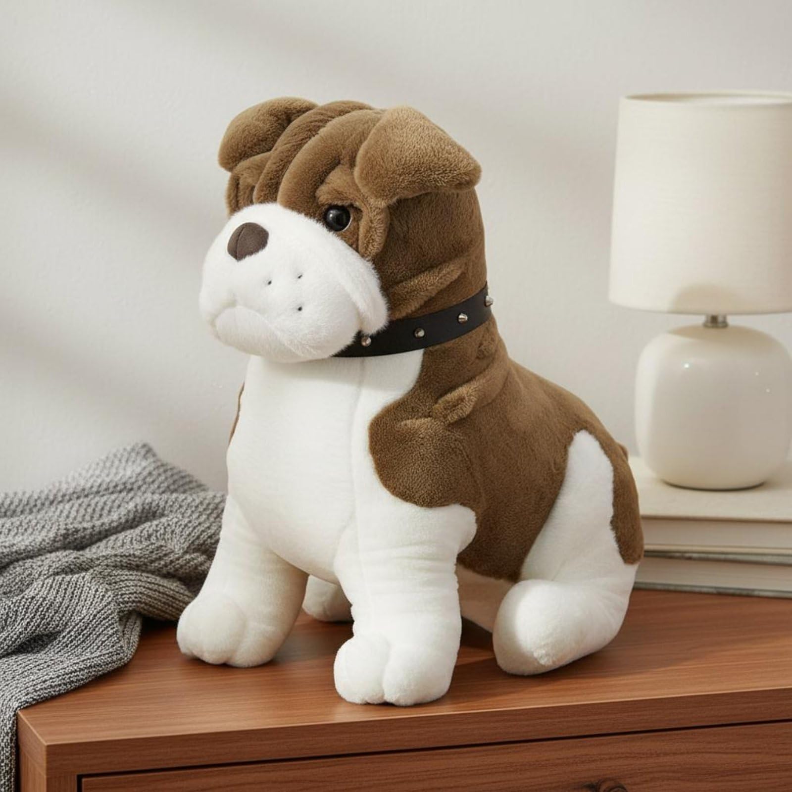 MagiDeal Muñeco Shar Pei de Peluche Perro Almohada Suave Cojín Juguete de Peluche con Detalles de y Pliegues Realistas Relleno PP Adecuado para Niños, Marrón, 70CM
