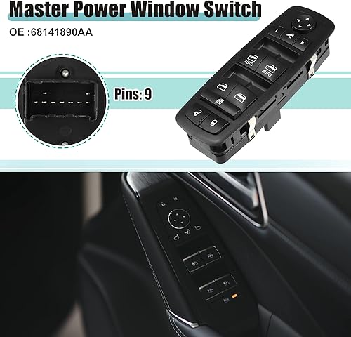 Miniatura 2 de ACROPIX Interruptor de elevalunas eléctrico principal del lado del conductor delantero izquierdo 3+9 pines apto para Jeep Cherokee 2014-2017