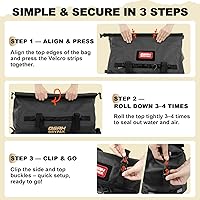 Vista 5 de Bolsa de lona impermeable 25L/40L/60L – Bolsa trasera de motocicleta resistente, bolsa seca enrollable para viajes, camping, canotaje, kayak