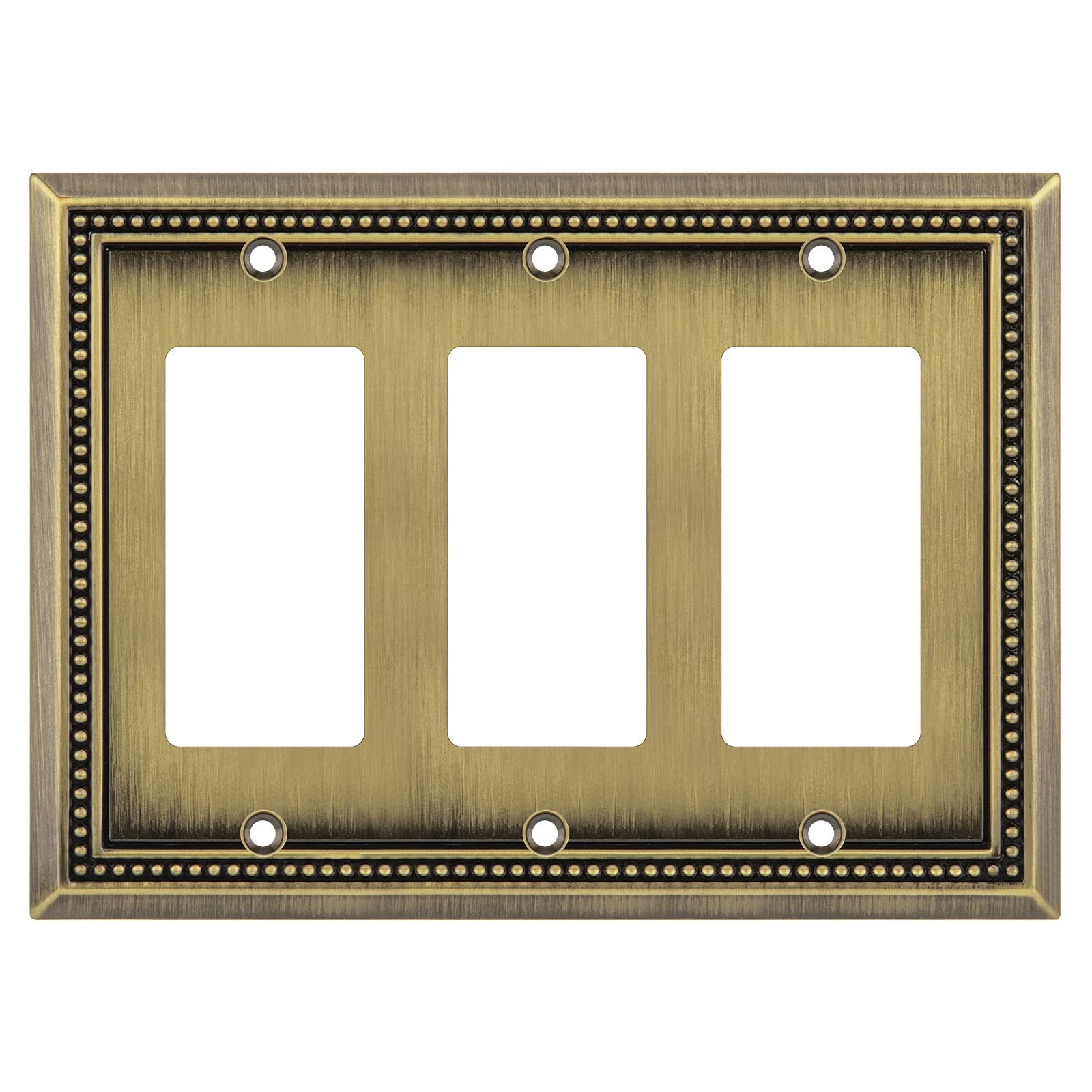 Henne Bery Sunken Pearls Heavy Duty Decorative Wall Plate Switch Plate Outlet Cover (Triple Decorator, Antique Brass)
