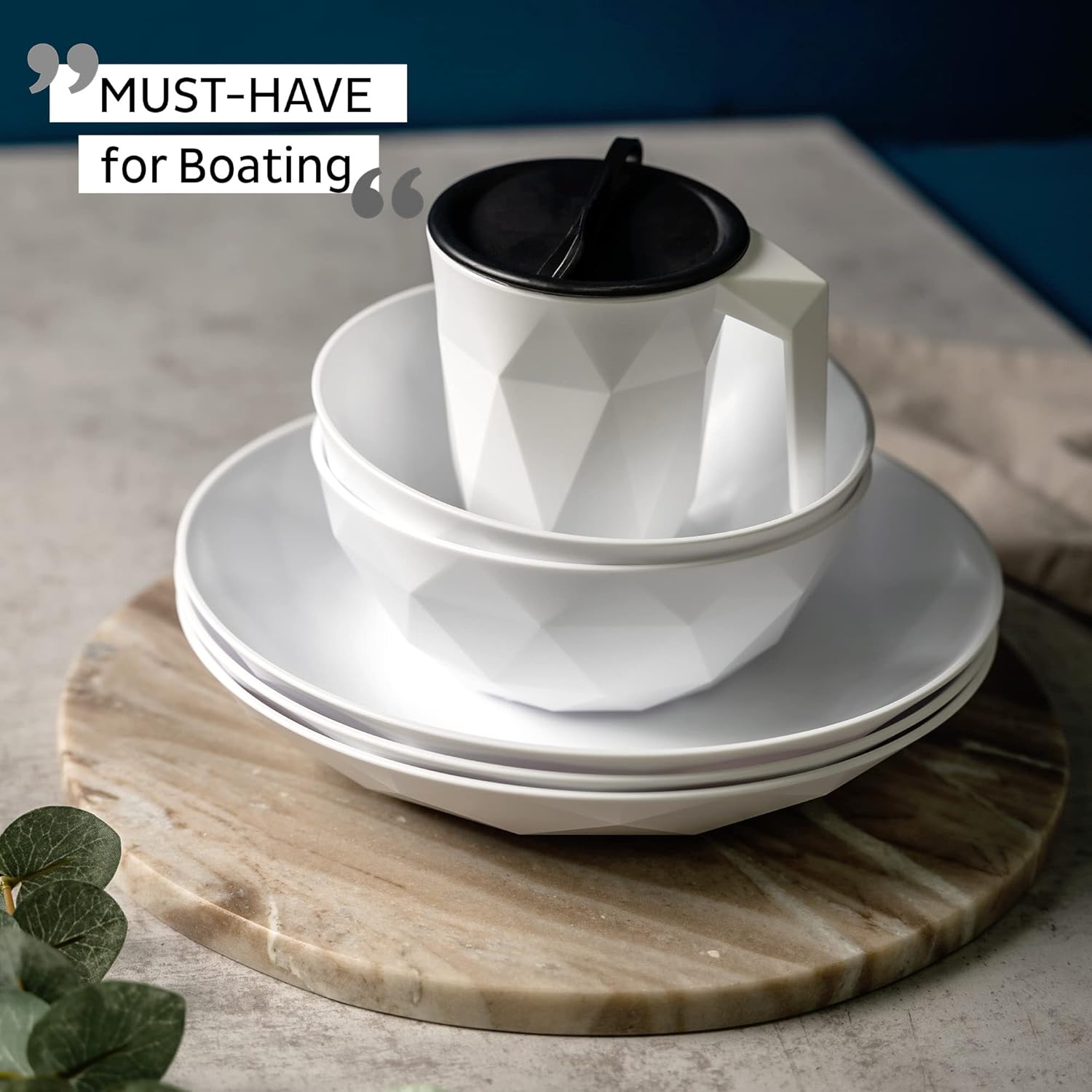 silwy® Universal Magnetic Plates (Set of 2) High-Tech Plastic - Perfect for Camping, Caravaning and Boating - Non-Slip Crockery Stackable without Any Rattling