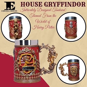Butterbeer Bundle | Includes 20oz HP Gryffindor Decorative Goblet Wizard School House Coaster Set of 4 Ultimate Butterbeer Recipe