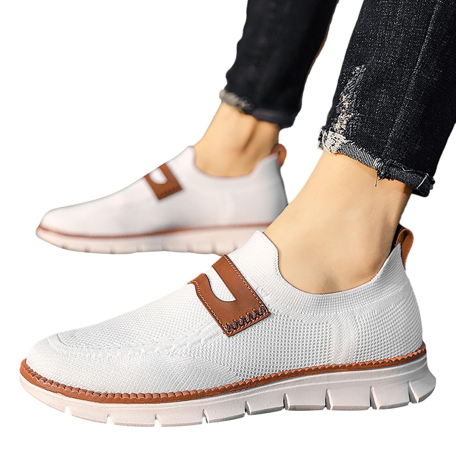 Zapatos deportivos para hombre Negro Malla Grande Pies Anchos Slip-On