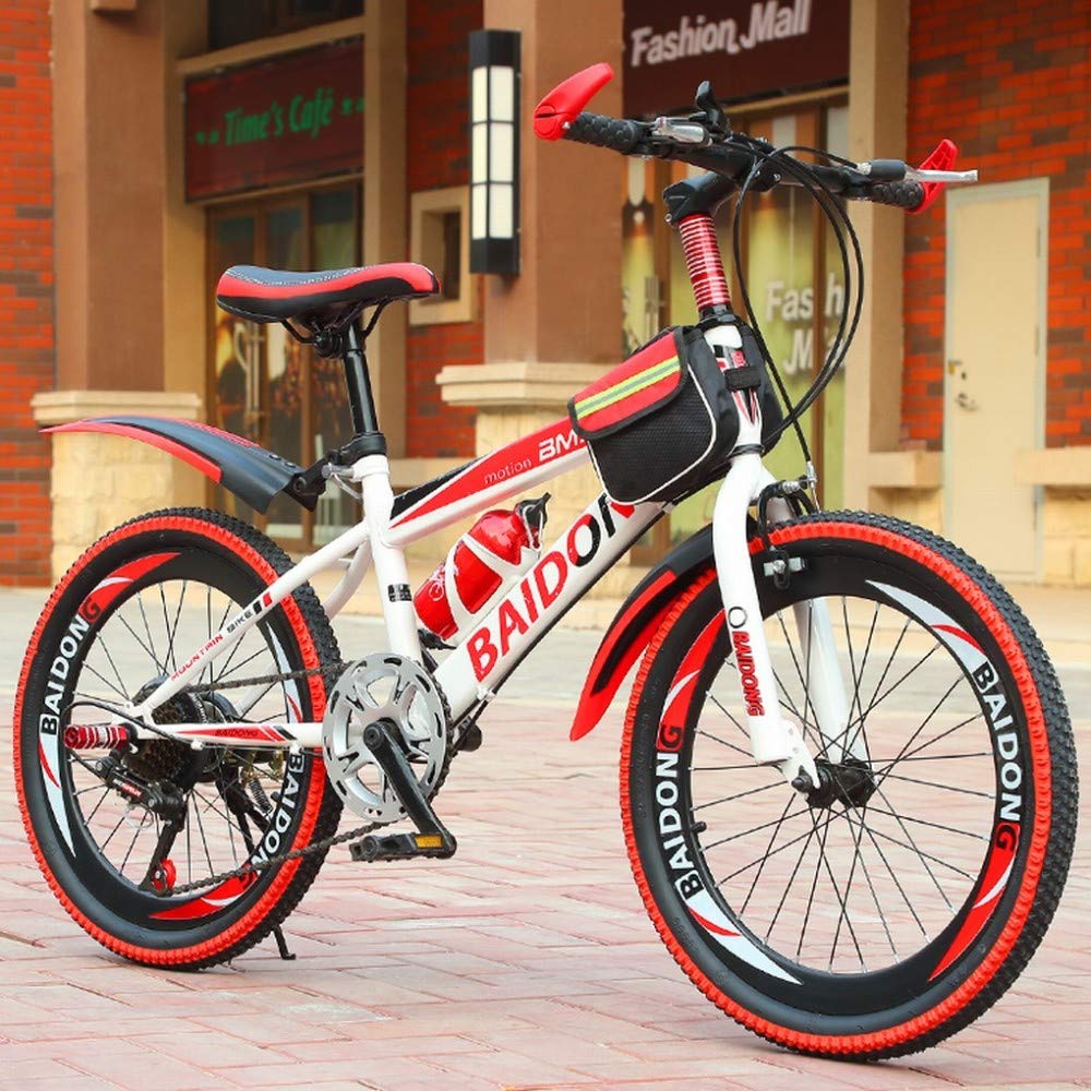 MU Mountain Off-Road Uomini e Donne Adulti Bicicletta a Velocità Variabile 20/22/24/26 Disco Studente Corsa Del Freno Giovani,Rosso,24 pollici
