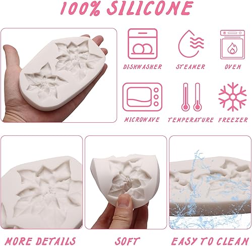 Miniatura 3 de Moldes de silicona para flores de Navidad, moldes para fondant de pascua, hojas de chocolate, para decoración de pasteles, decoración de cupcakes,