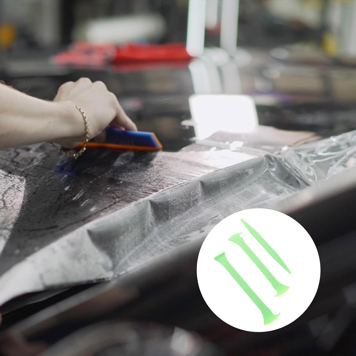 3pcs Car Vinyl Wrap Tool Kit with Micro Squeegees for Window Tint Film, Door Edge Seam Sealing and Invisible Car Cover Trimming, Automotive Exterior Accessories