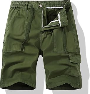 Youthful flying Mens Cargo Shorts Casual Cotton Combat Shorts with Multi Pockets Workwear Summer(Size:M-29W,Color:Green)
